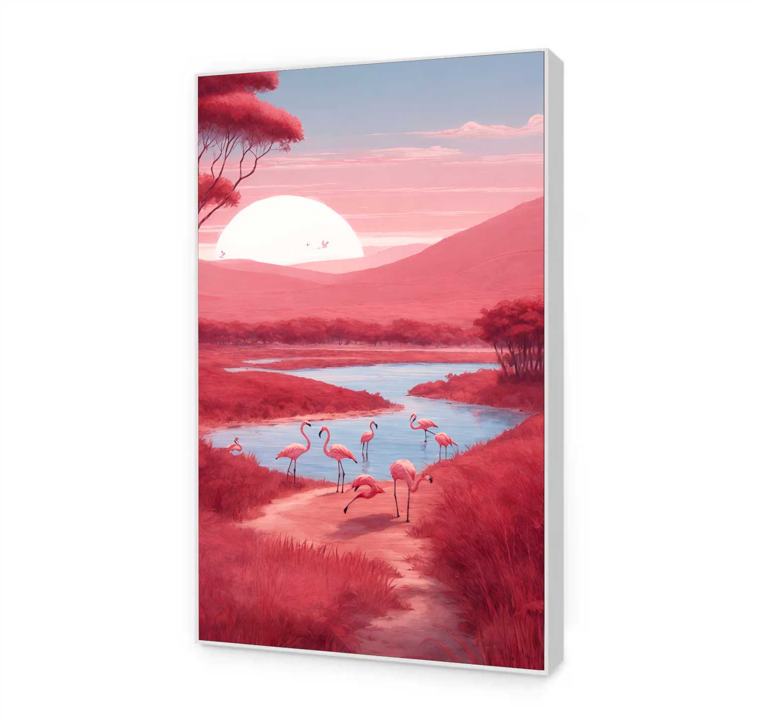 Quadro Decorativo Flamingos Rosa em Arte